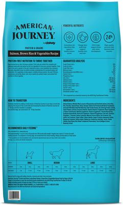 Show full view: American Journey Protein & Grains Large Breed Salmon, Brown Rice & Vegetables Recipe Dry Dog Food, 28-lb bag slide 3 of 11