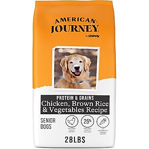 American Journey Protein & Grains Senior Chicken, Brown Rice & Vegetables Recipe Dry Dog Food, 28-lb bag