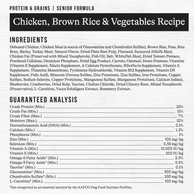 Show full view: American Journey Protein & Grains Senior Chicken, Brown Rice & Vegetables Recipe Dry Dog Food, 28-lb bag slide 10 of 12