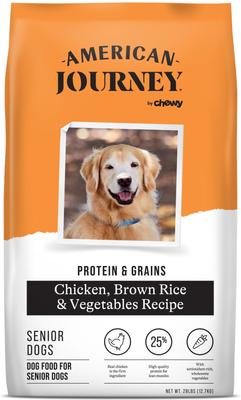 Show full view: American Journey Protein & Grains Senior Chicken, Brown Rice & Vegetables Recipe Dry Food + Poultry & Beef Variety Pack Grain-Free Canned Dog Food slide 6 of 10