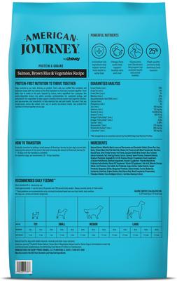 Show full view: American Journey Protein & Grains Senior Salmon, Brown Rice & Vegetables Recipe Dry Dog Food, 28-lb bag slide 3 of 12