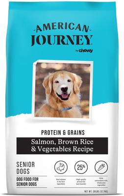 Show full view: American Journey Protein & Grains Senior Salmon, Brown Rice & Vegetables Recipe Dry Food + Poultry & Beef Variety Pack Grain-Free Canned Dog Food slide 6 of 9