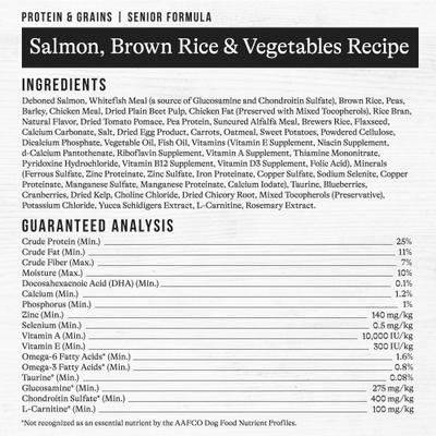 Show full view: American Journey Protein & Grains Senior Salmon, Brown Rice & Vegetables Recipe Dry Food + Poultry & Beef Variety Pack Grain-Free Canned Dog Food slide 8 of 9