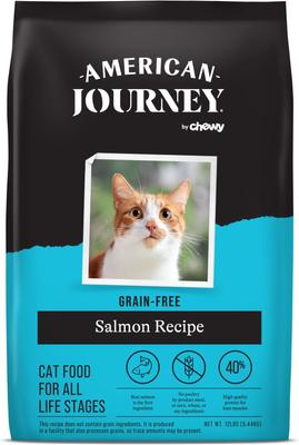 Show full view: American Journey Salmon Recipe Grain-Free Dry Cat Food, 12-lb bag + American Journey 100% Chicken Freeze-Dried Grain-Free Cat Treats, 5-oz bag slide 2 of 9