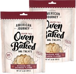 American Journey Sausage, Egg & Cheese Flavor Grain-Free Oven Baked Crunchy Biscuit Dog Treats, 16-oz bag, bundle of 2