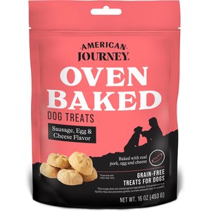 American Journey Sausage, Egg & Cheese Flavor Grain-Free Oven Baked Crunchy Biscuit Dog Treats, 16-oz bag