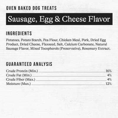 Show full view: American Journey Sausage, Egg & Cheese Flavor Grain-Free Oven Baked Crunchy Biscuit Dog Treats, 16-oz bag slide 9 of 10