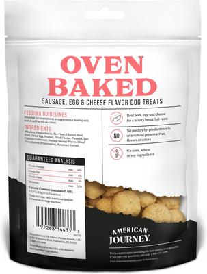 Show full view: American Journey Sausage, Egg & Cheese Flavor Grain-Free Oven Baked Crunchy Biscuit Dog Treats, 8-oz bag slide 3 of 10