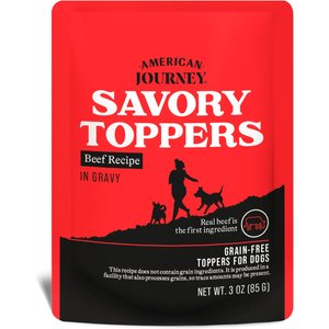 American Journey Savory Toppers Beef Recipe in Gravy Grain-Free Dog Food Topper, 3-oz pouches, case of 24