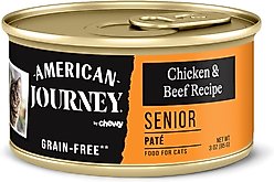 American Journey Senior Pate Chicken & Beef Recipe Canned Cat Food, 3-oz can, case of 24