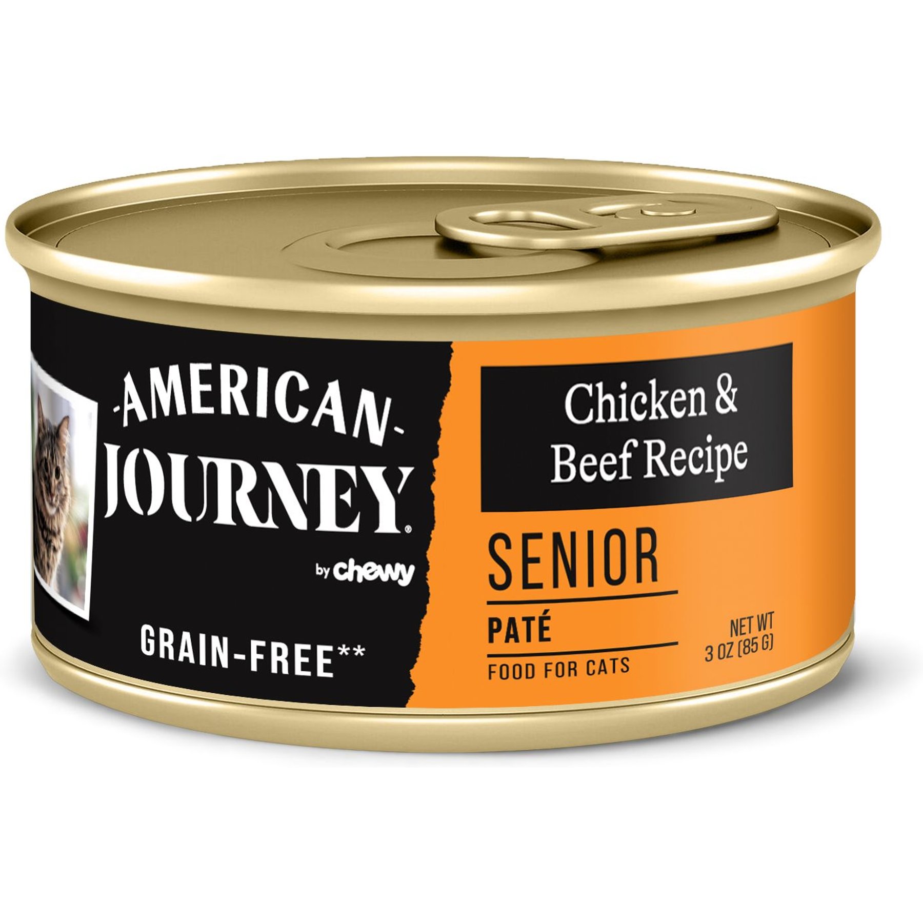 American Journey Senior Pate Chicken & Beef Recipe Canned Cat Food, 3-oz can, case of 24