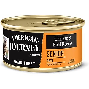 American Journey Senior Pate Chicken & Beef Recipe Canned Cat Food, 3-oz can, case of 24