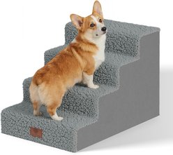 American Kennel Club 4-Step Durable, Foldable, Non-Slip Washable Cover Collapsible Dog & Cats Stairs