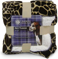 American Kennel Club AKC Animal Print Fleece Dog & Cat Blanket, Giraffe