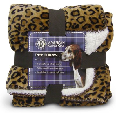 American Kennel Club American Kennel Club AKC Animal Print Fleece Dog & Cat Blanket, Leopard