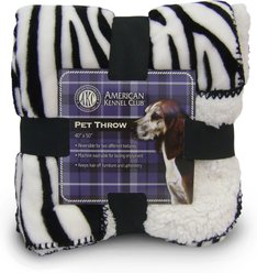 American Kennel Club AKC Animal Print Fleece Dog & Cat Blanket, Zebra