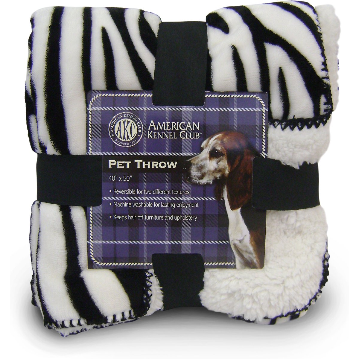 American Kennel Club AKC Animal Print Fleece Dog & Cat Blanket, Zebra