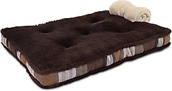 American Kennel Club AKC Blanket & Burlap Stripes Pillow Dog Bed, Brown, Medium