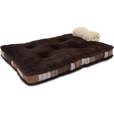 American Kennel Club American Kennel Club AKC Blanket & Burlap Stripes Pillow Dog Bed, Brown, Medium