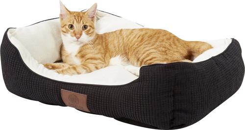 Show full view: American Kennel Club AKC Box Weave Design Bolster Cat & Dog Bed, Black slide 5 of 7