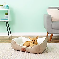 American Kennel Club AKC Box Weave Design Bolster Cat & Dog Bed, Tan