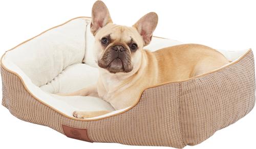 Show full view: American Kennel Club AKC Box Weave Design Bolster Cat & Dog Bed, Tan slide 4 of 6