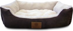 American Kennel Club AKC Burlap Bolster Cat & Dog Bed, Brown