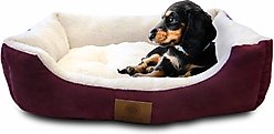American Kennel Club AKC Burlap Bolster Cat & Dog Bed, Burg slide 2 of 2