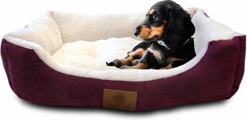 Show full view: American Kennel Club AKC Burlap Bolster Cat & Dog Bed, Burg slide 2 of 3