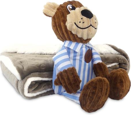 Show full view: American Kennel Club AKC Dog Blanket & Plush Bear Set, Brown slide 4 of 5