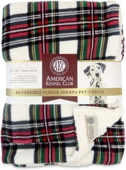 American Kennel Club AKC Dog & Cat Blanket, Red & Green Plaid