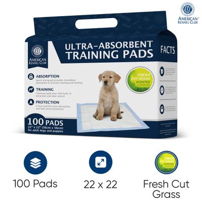 Show full view: American Kennel Club Dog Training Pads, 22 x 22-in, 100 count, Fresh Cut Grass Scented slide 3 of 9