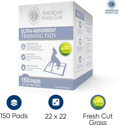 Show full view: American Kennel Club Dog Training Pads, 22 x 22-in, 150 count, Fresh Cut Grass Scented slide 2 of 8
