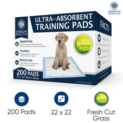 Show full view: American Kennel Club Dog Training Pads, 22 x 22-in, 200 count, Fresh Cut Grass Scented slide 2 of 8