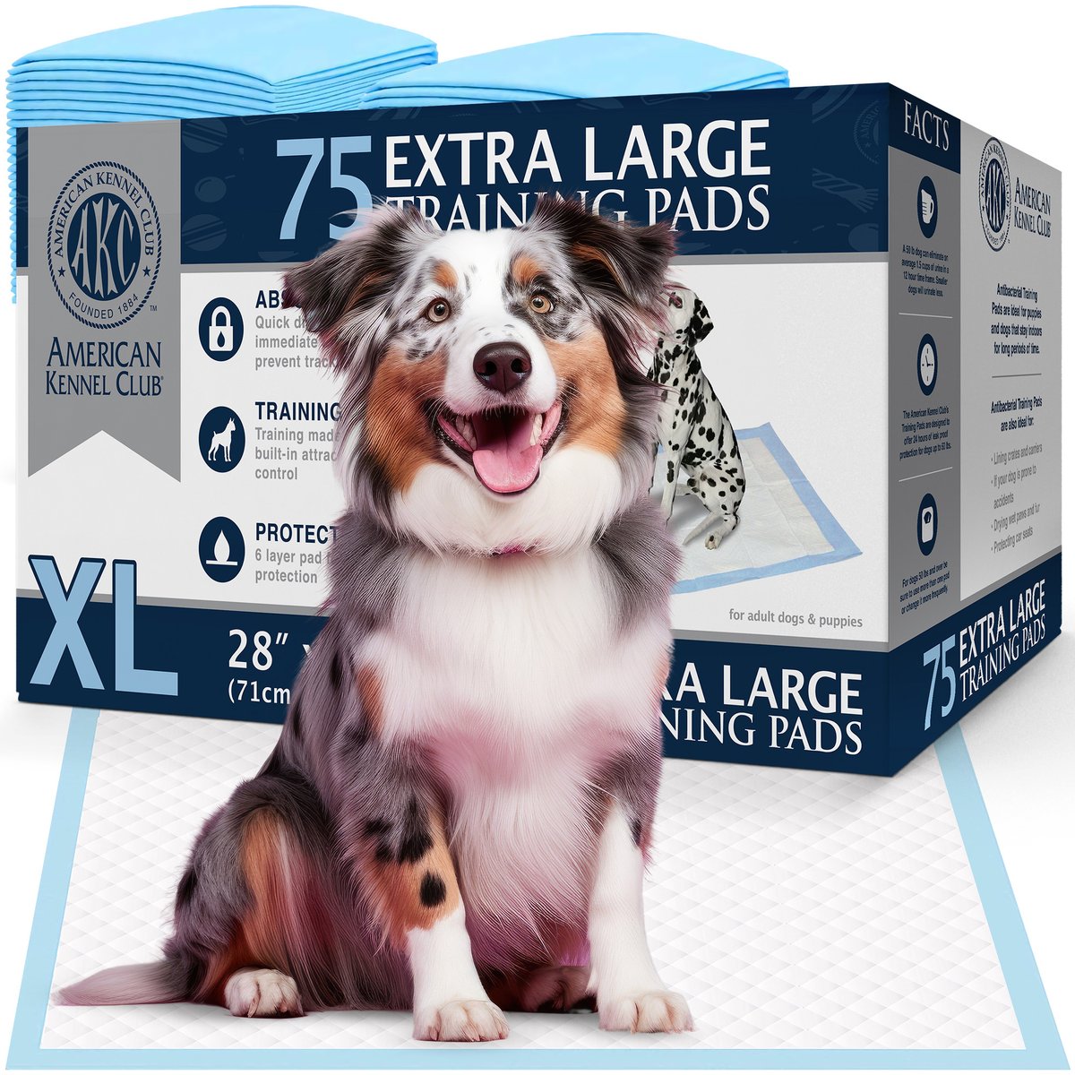 American Kennel Club AKC Dog Training Pads, 28 x 34-in, 75 count, Fresh Scented