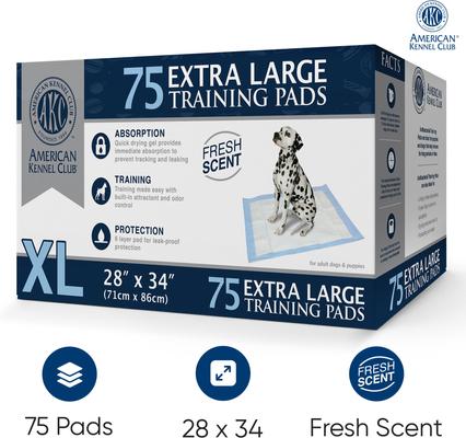 Show full view: American Kennel Club AKC Dog Training Pads, 28 x 34-in, 75 count, Fresh Scented slide 2 of 9