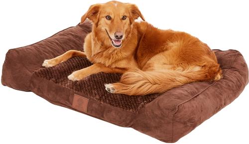 Show full view: American Kennel Club AKC Extra Large Memory Foam Pillow Dog Bed with Removable Cover, Brown slide 4 of 6
