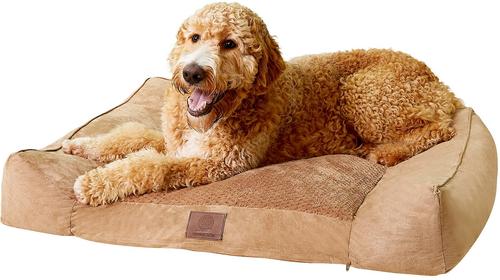 Show full view: American Kennel Club AKC Extra Large Memory Foam Pillow Dog Bed with Removable Cover, Tan slide 4 of 6