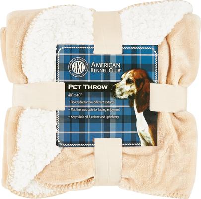 Show full view: American Kennel Club AKC Micro Sherpa Dog & Cat Blanket, Tan slide 5 of 9