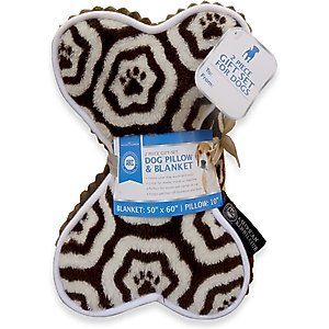 American Kennel Club AKC Paw Blanket & Dog Pillow, Brown