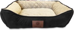 American Kennel Club AKC Self-Heating Bolster Cat & Dog Bed, Black, 22-in