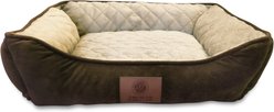 American Kennel Club AKC Self-Heating Bolster Cat & Dog Bed, Brown, 22-in