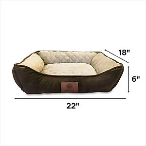 American Kennel Club AKC Self-Heating Bolster Cat & Dog Bed, Brown, 22-in