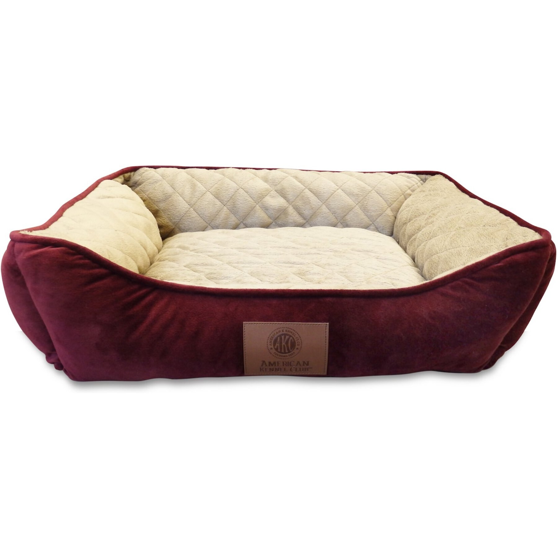 American Kennel Club AKC Self-Heating Bolster Cat & Dog Bed, Burg, 22-in