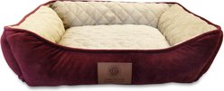 American Kennel Club AKC Self-Heating Bolster Cat & Dog Bed, Burgundy, 25-in
