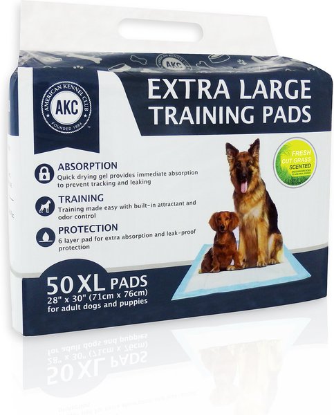 American Kennel Club Extra Large Dog Training Pads, 28 x 30-in, 50 count, Fresh Cut Grass Scented