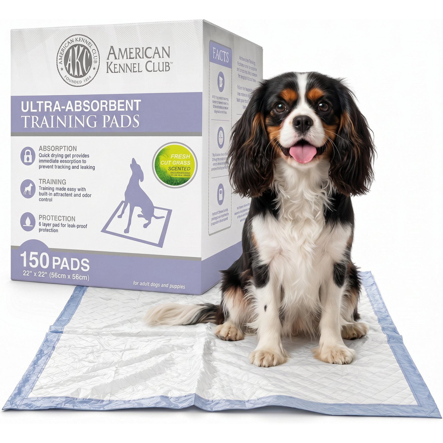 American Kennel Club Dog Training Pads, 22 x 22-in, 150 count, Fresh Cut Grass Scented