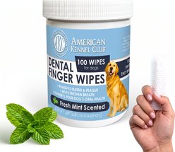 American Kennel Club Fresh Mint Dog Finger Dental Wipes, 100 count