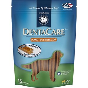 American Kennel Club Treats AKC Dentacare Peanut Butter Flavor Dental Dog Treats, Large, 15 count