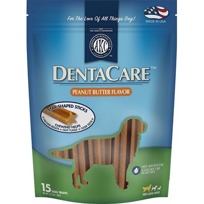 American Kennel Club Treats American Kennel Club Treats AKC Dentacare Peanut Butter Flavor Dental Dog Treats, Large, 15 count